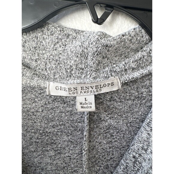 Green Envelope Los Angeles Cowl Neck Sweater Heather Gray Drawstring Waist Large - Picture 2 of 4